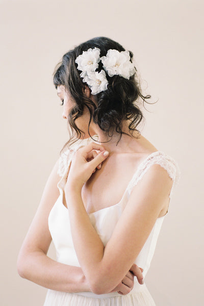 3 Silk Organza Flower Hair pins #102HC