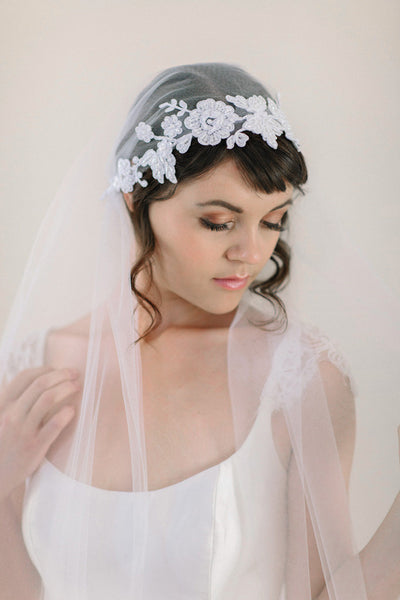 Beaded Lace Juliet Veil #708V