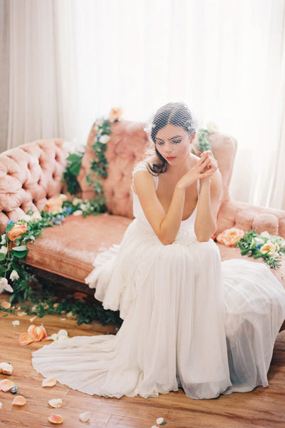 Birdcage Veil with Silk Flowers #700V