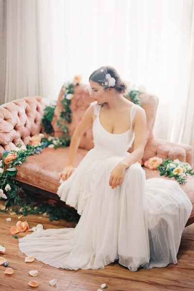 Birdcage Veil with Silk Flowers #700V