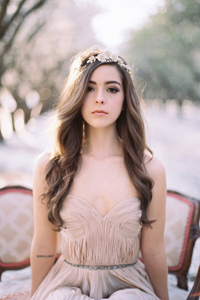 Flower Wedding Tiara with Enamel Flowers #802TA