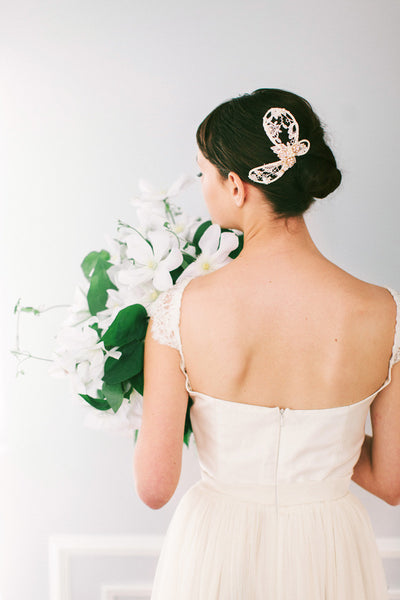 Bridal Lace and Crystal Hair Comb #100HC