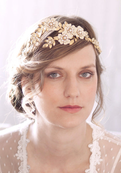 Flower Wedding Tiara with Enamel Flowers #802TA