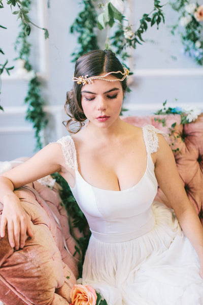Crystal Bridal Headpiece with Flower Clusters - #200HB