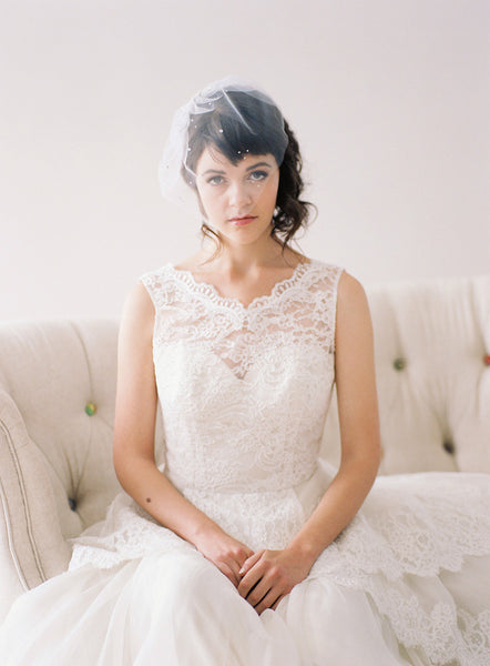 Crystal Lace Birdcage Veil #718