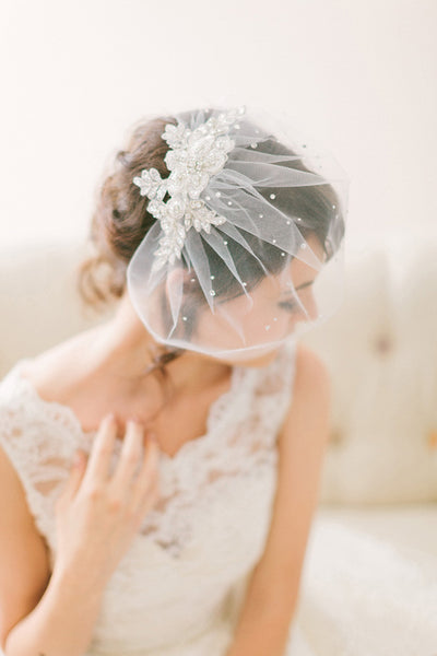 Crystal Lace Birdcage Veil #718