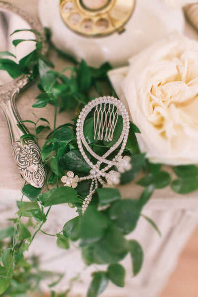 Crystal Vines with Flowers Hair Comb #106HC