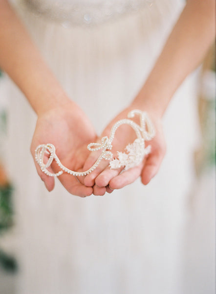 Crystal and Lace Knots Bridal Headpiece #303HP