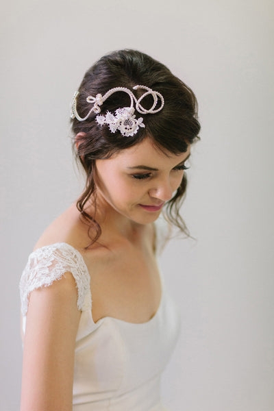 Crystal and Lace Knots Bridal Headpiece #303HP