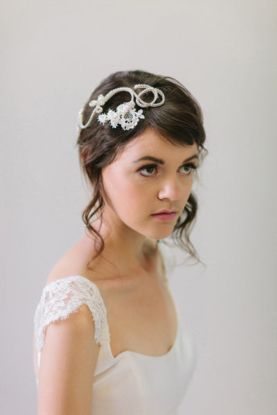 Crystal and Lace Knots Bridal Headpiece #303HP