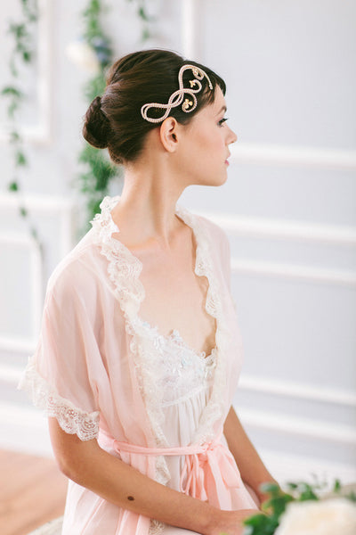 Crystal loops and Flowers Bridal Hair Comb #105HC