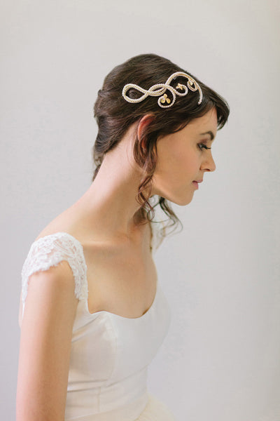 Crystal loops and Flowers Bridal Hair Comb #105HC