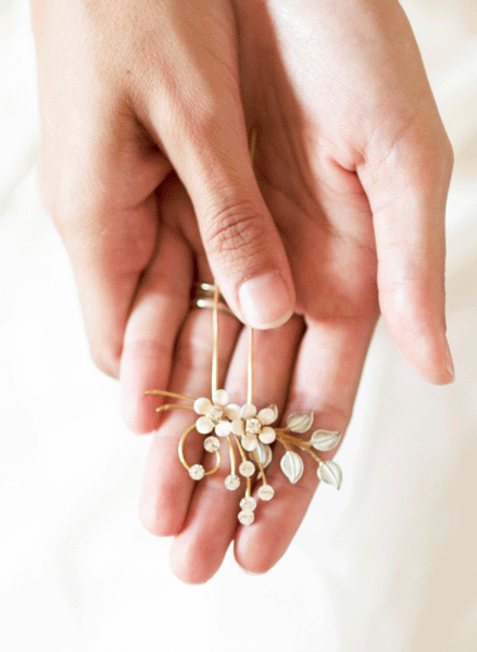 Brass and Enamel Flower Crystal Hair Pins #113HC