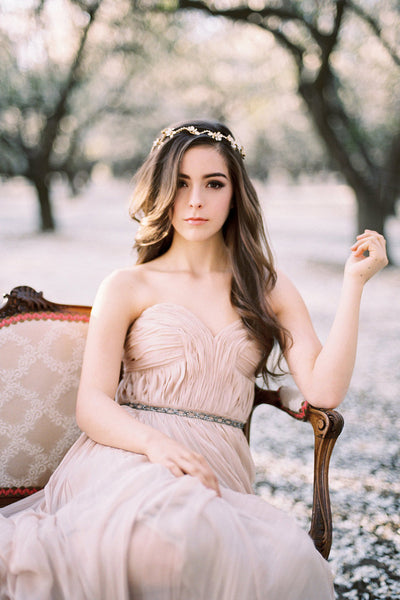 Wavy Crystal Flower Vine with Enamel Flowers #222HB