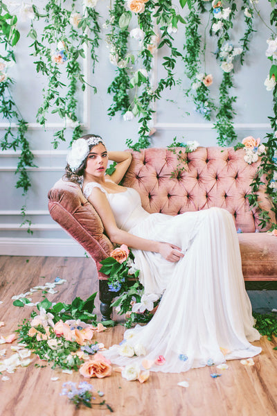 Handmade Silk Flower and Lace Headband #207HB