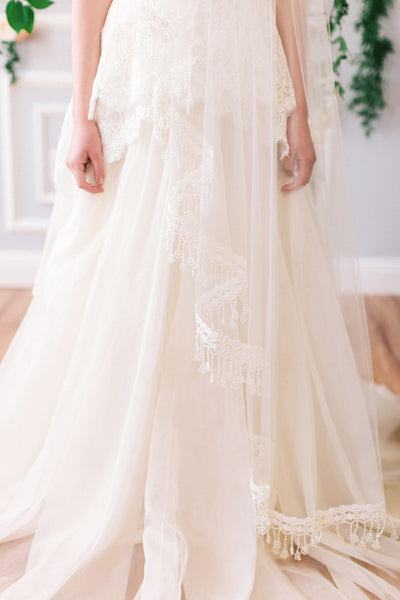 Lace Tassel Trim Veil #703V