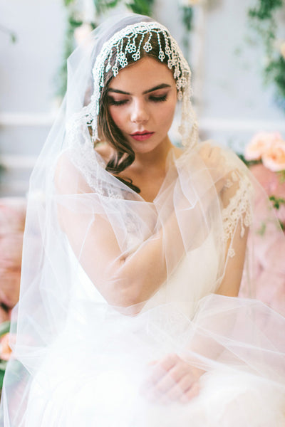 Lace Tassel Trim Veil #703V