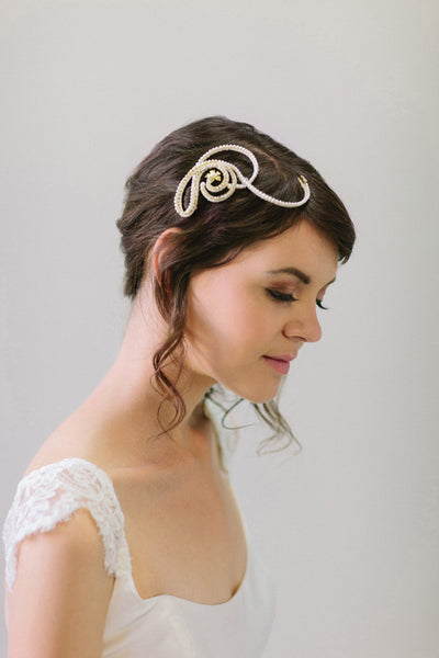 Looped Bridal hair Comb with Crystals and Pearls #107HC