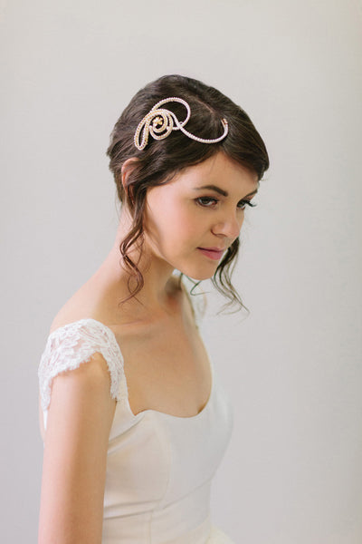 Looped Bridal hair Comb with Crystals and Pearls #107HC