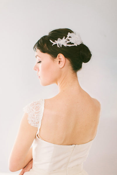 Silk Flower Crystal Vine Comb #111HC