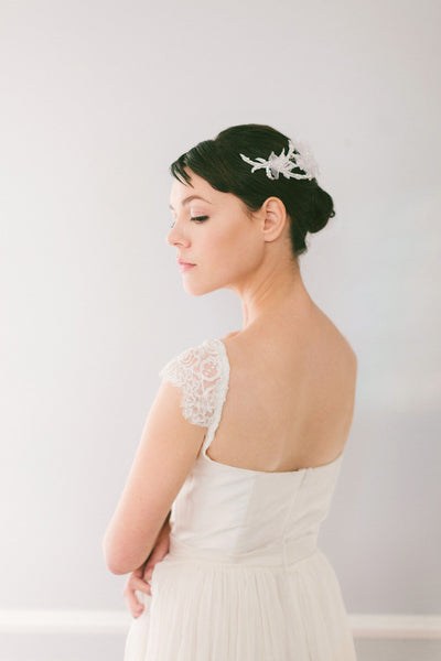 Silk Flower Crystal Vine Comb #111HC