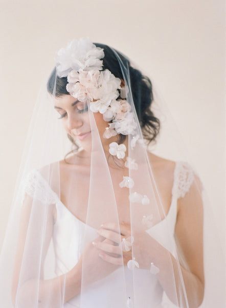 Silk Flower Wedding Veil #706V