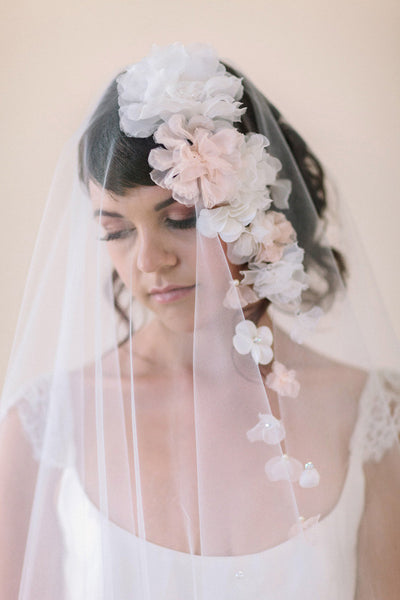 Silk Flower Wedding Veil #706V