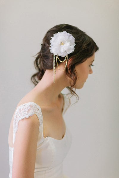 Silk Flower and Swarovski crystal Hair Comb #101HC