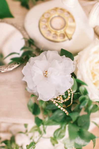 Silk Flower and Swarovski crystal Hair Comb #101HC