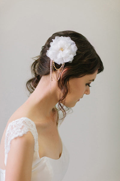 Silk Flower and Swarovski crystal Hair Comb #101HC