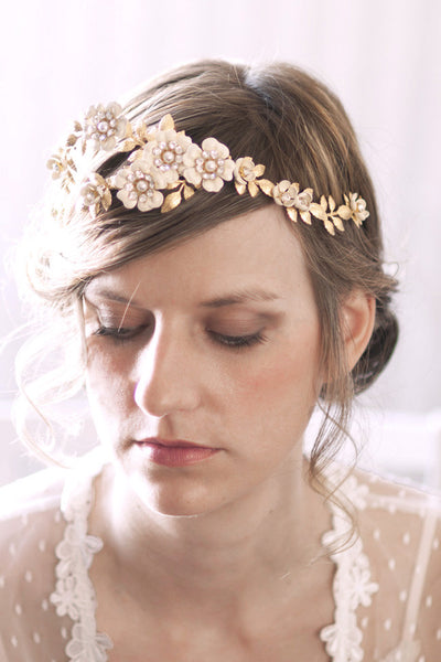 Flower Wedding Tiara with Enamel Flowers #802TA