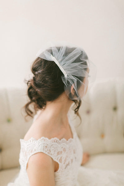 Tulle Birdcage Veil with Bow #716V