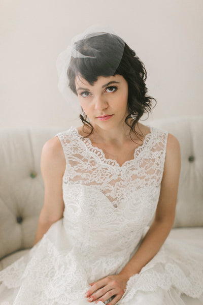 Tulle Birdcage Veil with Bow #716V