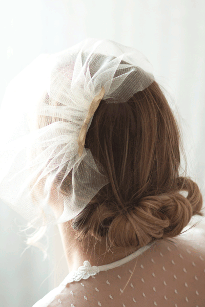 Gold Sparkle Tulle Birdcage Veil eith Bow #721V