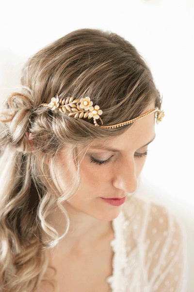 Enamel Flower Crystal Vine Bridal  Headband #222HB