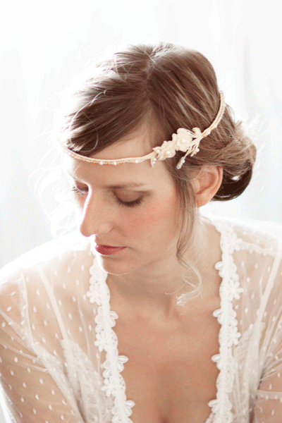 Champagne Lace Bridal Headband #228HB
