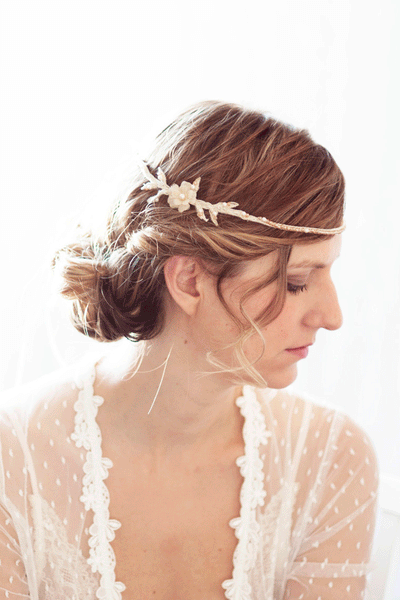 Champagne Lace Bridal Headband #228HB