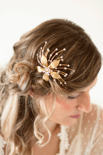 Crystal Star Flower Hair Comb #114HC