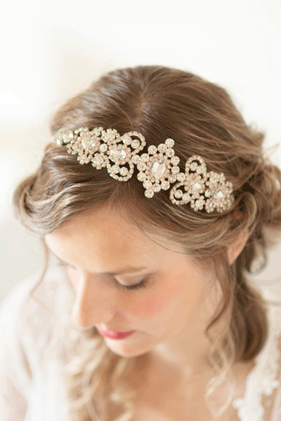 Rose Gold Crystal Bridal Headband #221HB