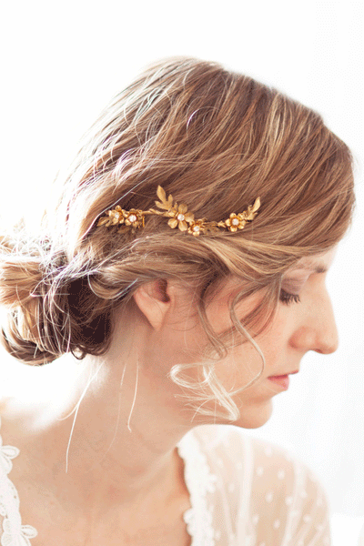 Fall Leaves and Flowers Brass Comb #115HC