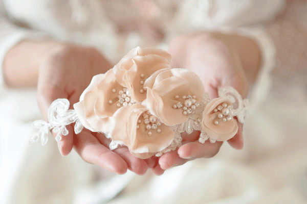 Silk Petals and Lace Bridal Hair Comb #305HP
