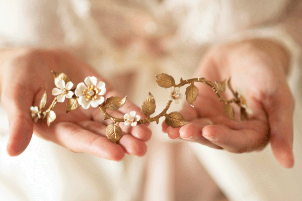 Vintage Vine Headpiece with Enamel Flowers #306HP