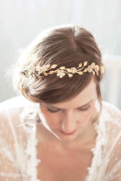 Floral Leaf Spray Bridal Headband #226HB