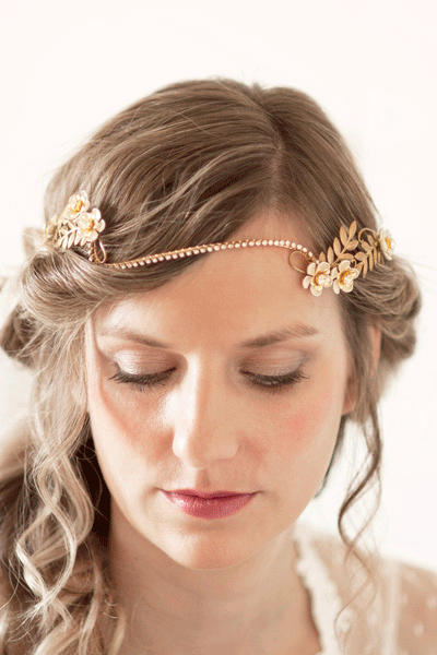 Enamel Flower Crystal Vine Bridal  Headband #222HB