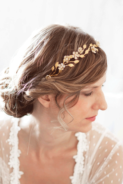 Floral Leaf Spray Bridal Headband #226HB