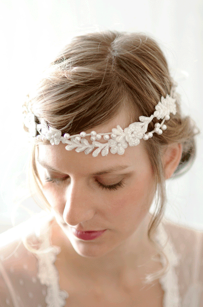 Leaf Vine and Pearl Wedding Halo #224HB