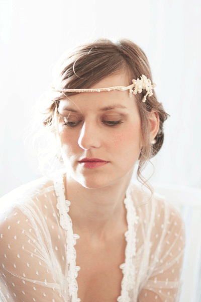 Champagne Lace Bridal Headband #228HB