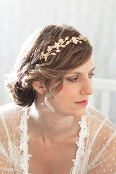 Floral Leaf Spray Bridal Headband #226HB