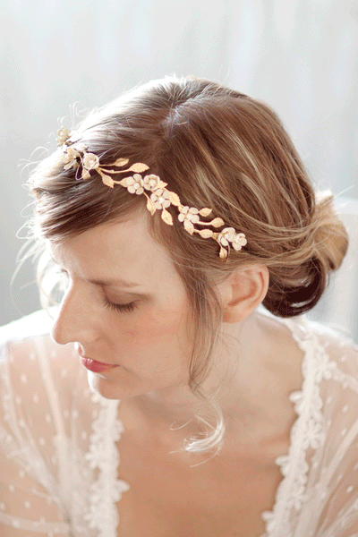Floral Leaf Spray Bridal Headband #226HB