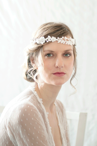 Leaf Vine and Pearl Wedding Halo #224HB